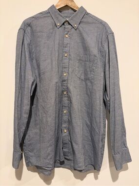 ROWM XL Blue Men's Long Sleeve Button Down Cotton Oxford Chambray Shirt